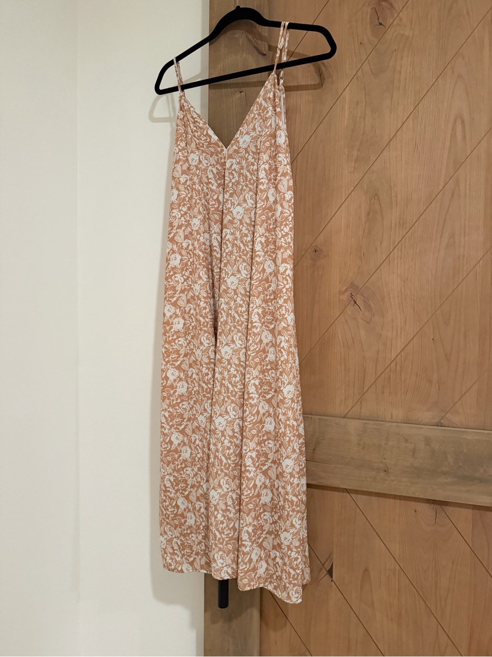 RESA Beige Floral V-Neck Slip Jumpsuit